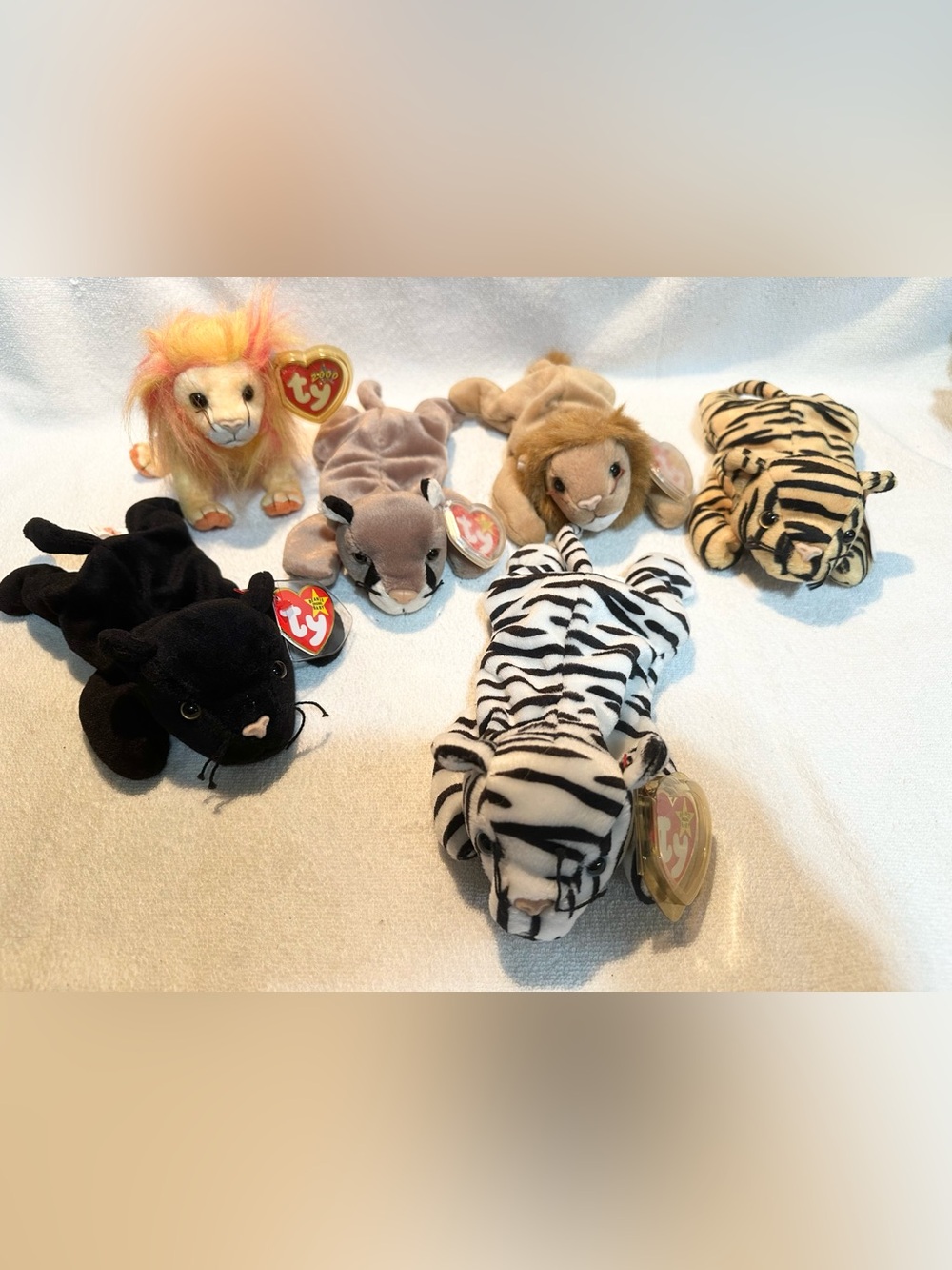 Ty beanie baby lot tiger panther lion cougar